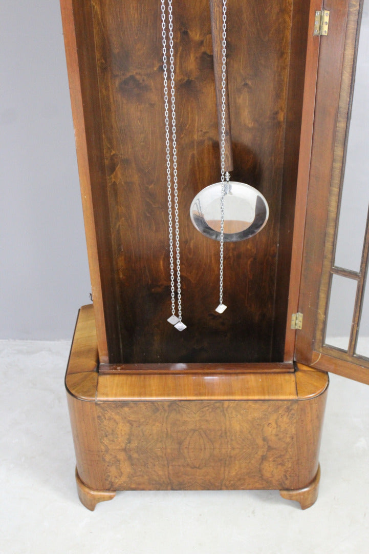 Art Deco 8 Day Walnut Longcase Clock - Kernow Furniture