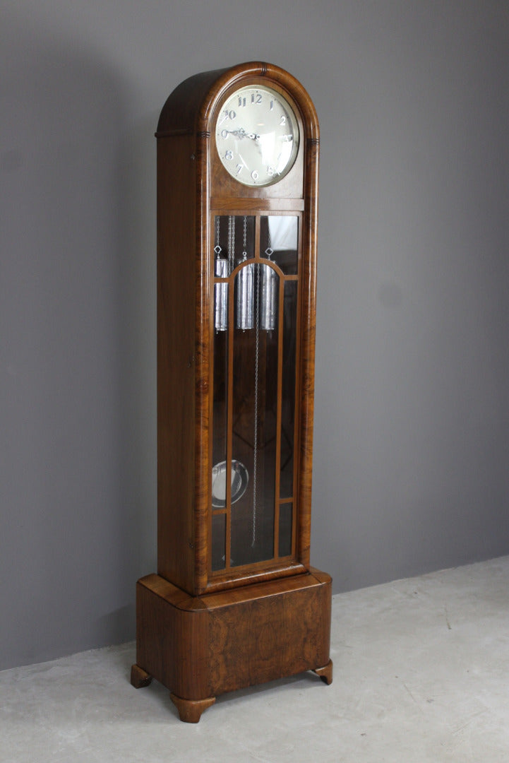 Art Deco 8 Day Walnut Longcase Clock - Kernow Furniture