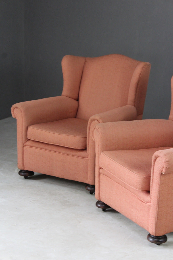 Pair Early 20th Century Wingback Armchairs - Kernow Furniture