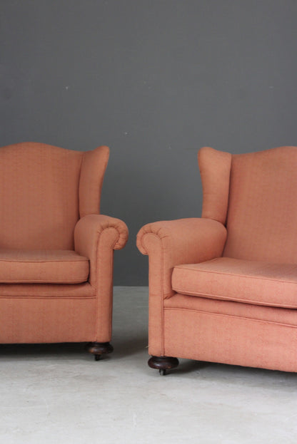 Pair Early 20th Century Wingback Armchairs - Kernow Furniture