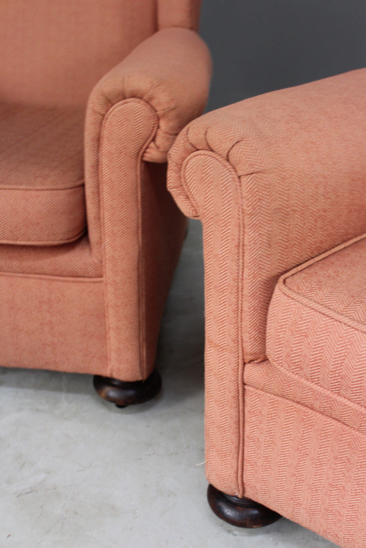 Pair Early 20th Century Wingback Armchairs - Kernow Furniture