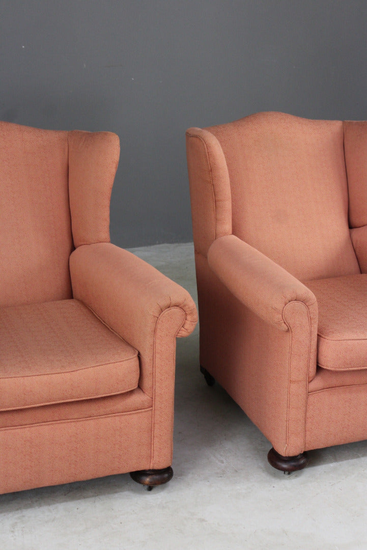 Pair Early 20th Century Wingback Armchairs - Kernow Furniture