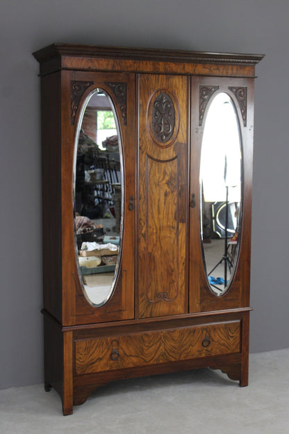 Late Victorian Walnut Wardrobe - Kernow Furniture