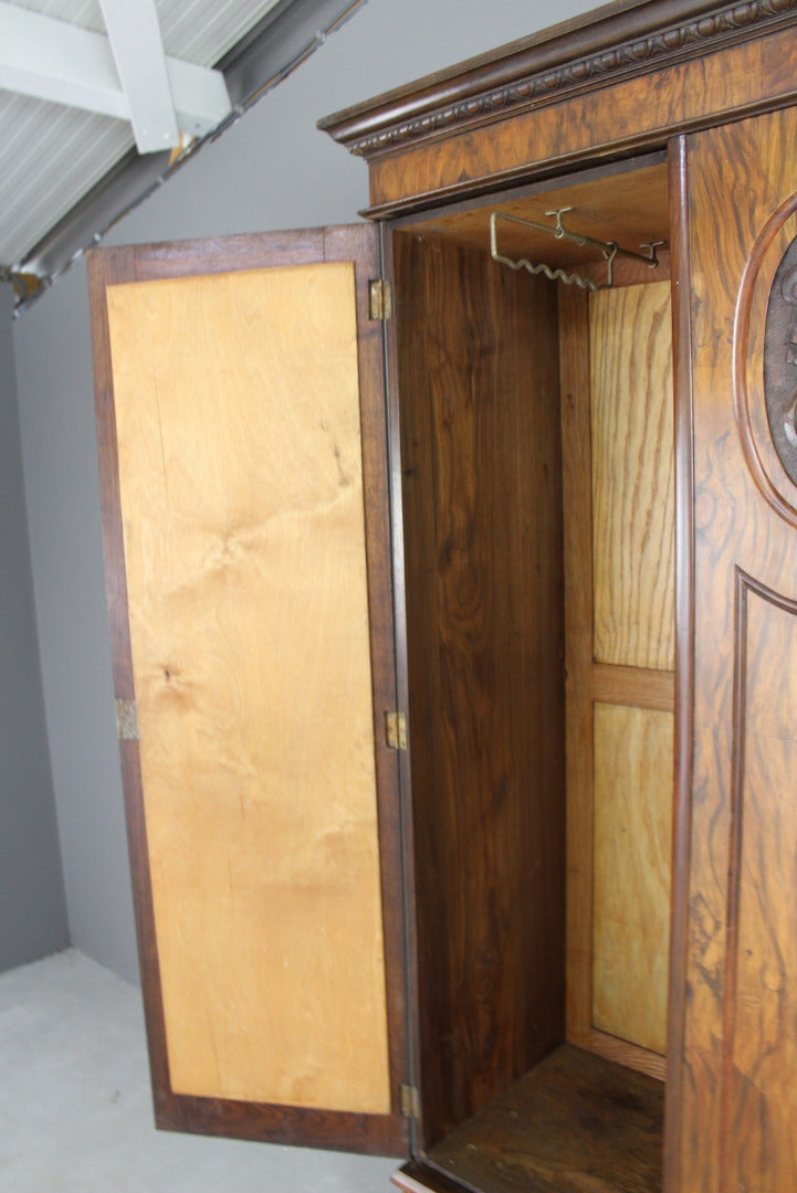 Late Victorian Walnut Wardrobe - Kernow Furniture