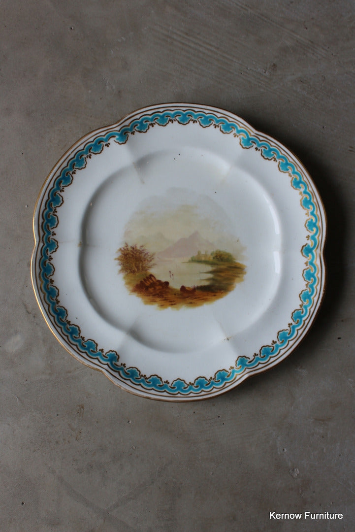 Victorian Hand Painted Landscape Plate - Kernow Furniture