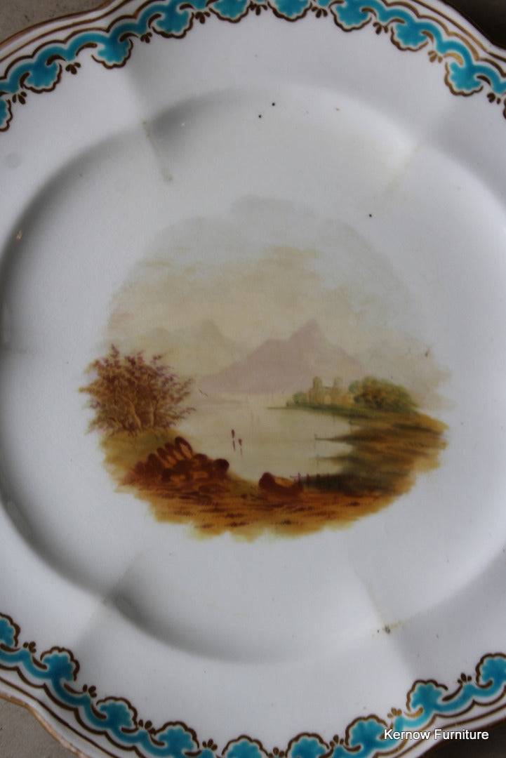 Victorian Hand Painted Landscape Plate - Kernow Furniture