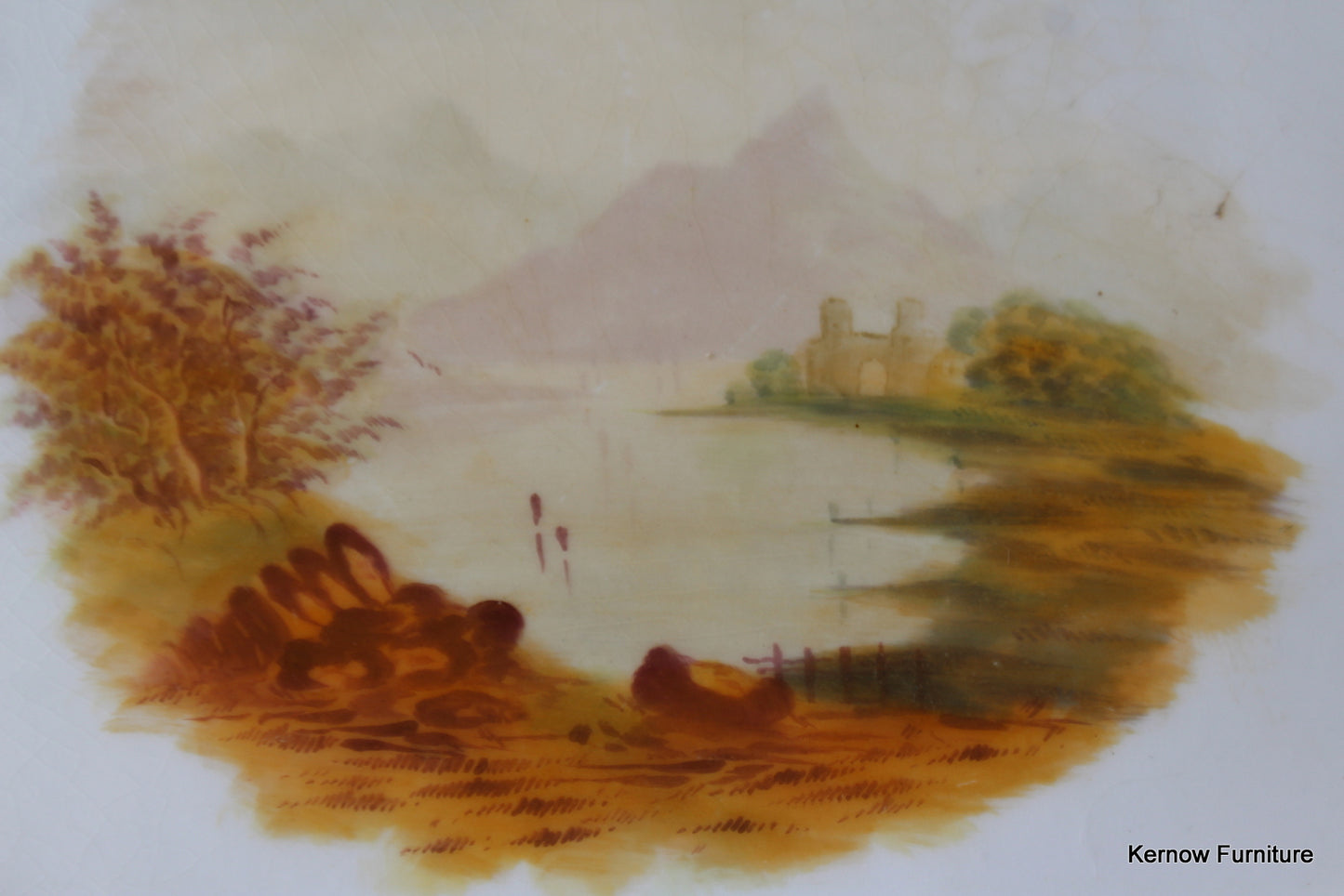 Victorian Hand Painted Landscape Plate - Kernow Furniture