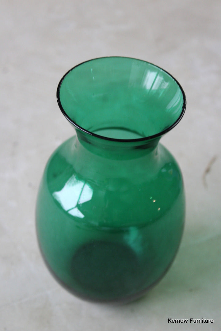 Retro Green Glass Vase - Kernow Furniture