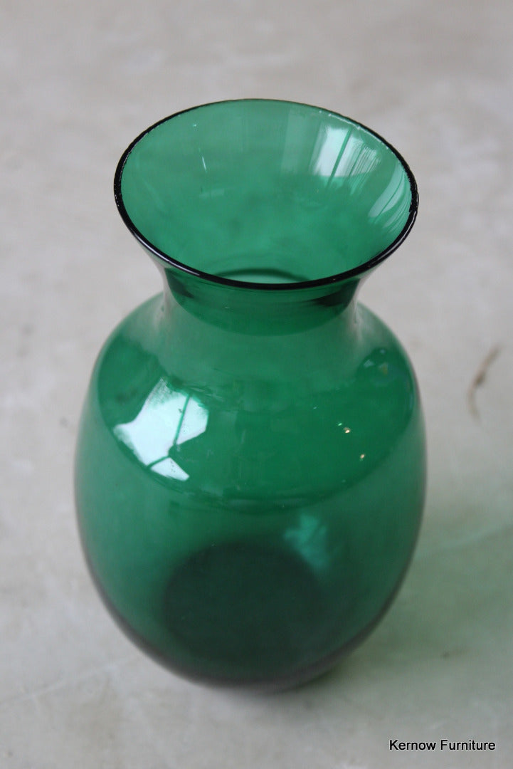 Retro Green Glass Vase - Kernow Furniture