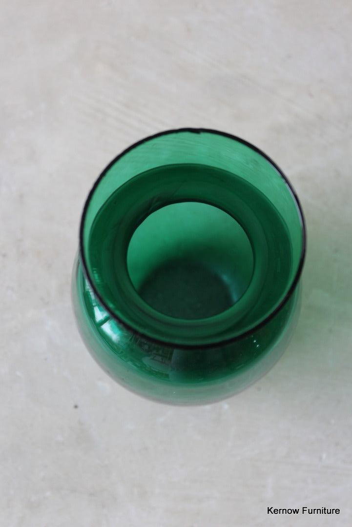 Retro Green Glass Vase - Kernow Furniture