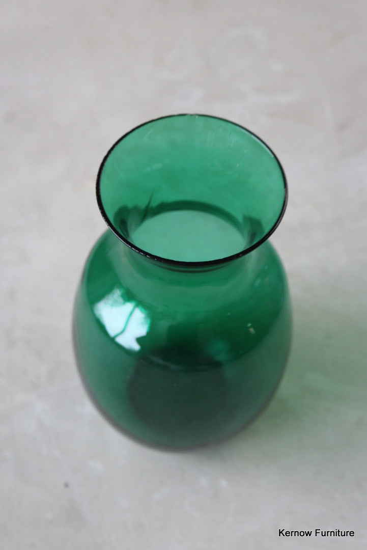 Retro Green Glass Vase - Kernow Furniture