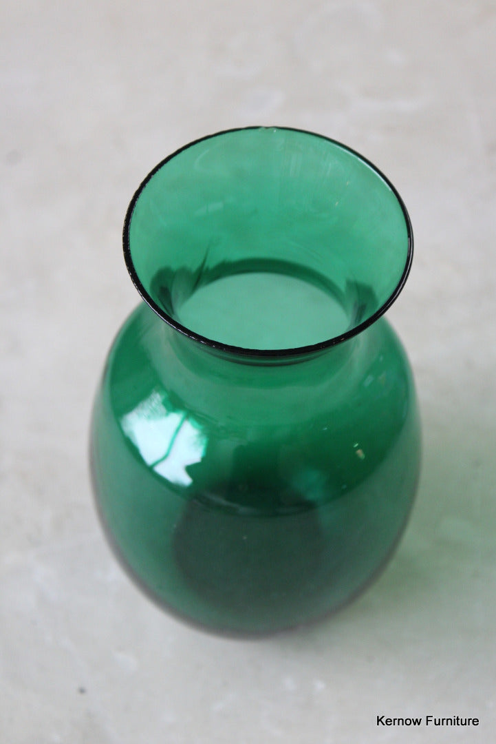 Retro Green Glass Vase - Kernow Furniture