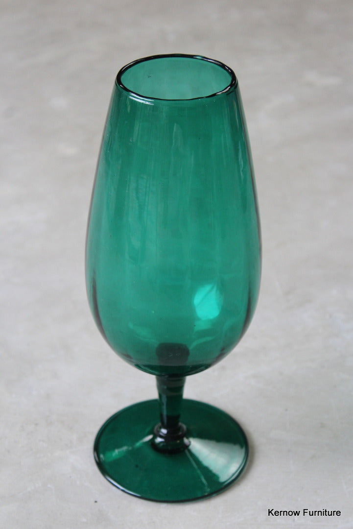 Retro Green Glass Vase - Kernow Furniture