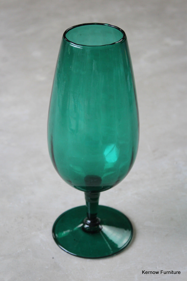 Retro Green Glass Vase - Kernow Furniture