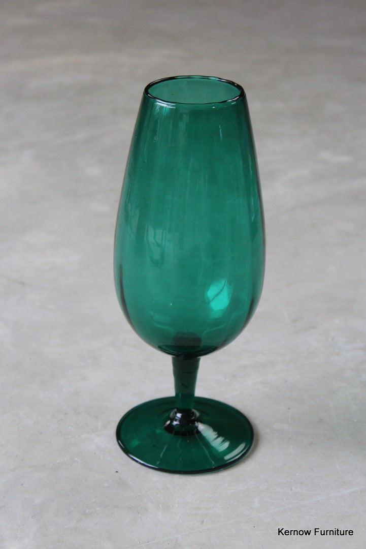 Retro Green Glass Vase - Kernow Furniture