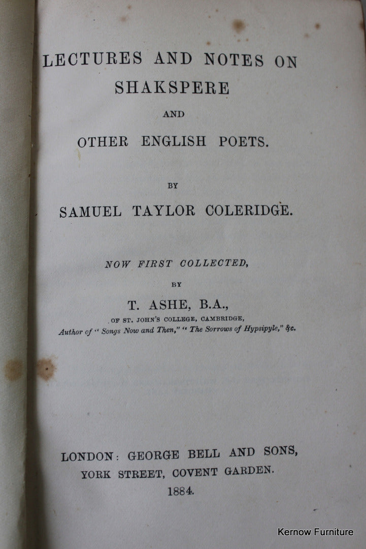 Lectures & Notes On Shakespear - Samuel Taylor Coleridge - Kernow Furniture