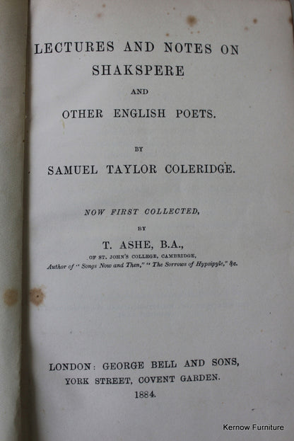 Lectures & Notes On Shakespear - Samuel Taylor Coleridge - Kernow Furniture