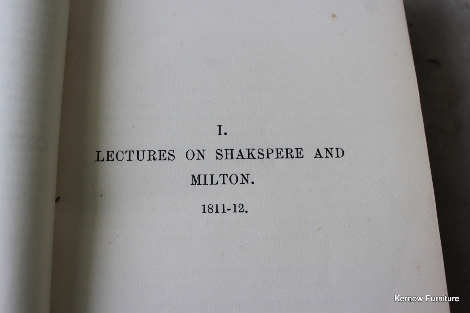 Lectures & Notes On Shakespear - Samuel Taylor Coleridge - Kernow Furniture