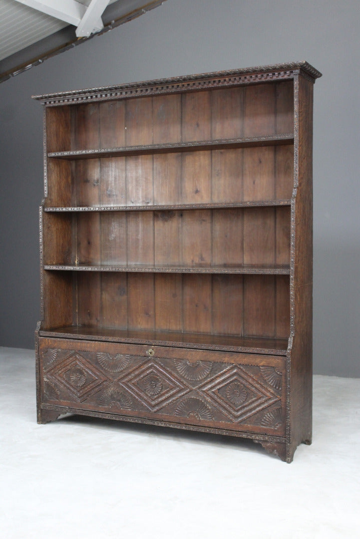 Carved Oak Bookcase - Kernow Furniture