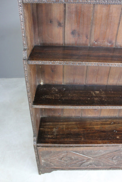 Carved Oak Bookcase - Kernow Furniture