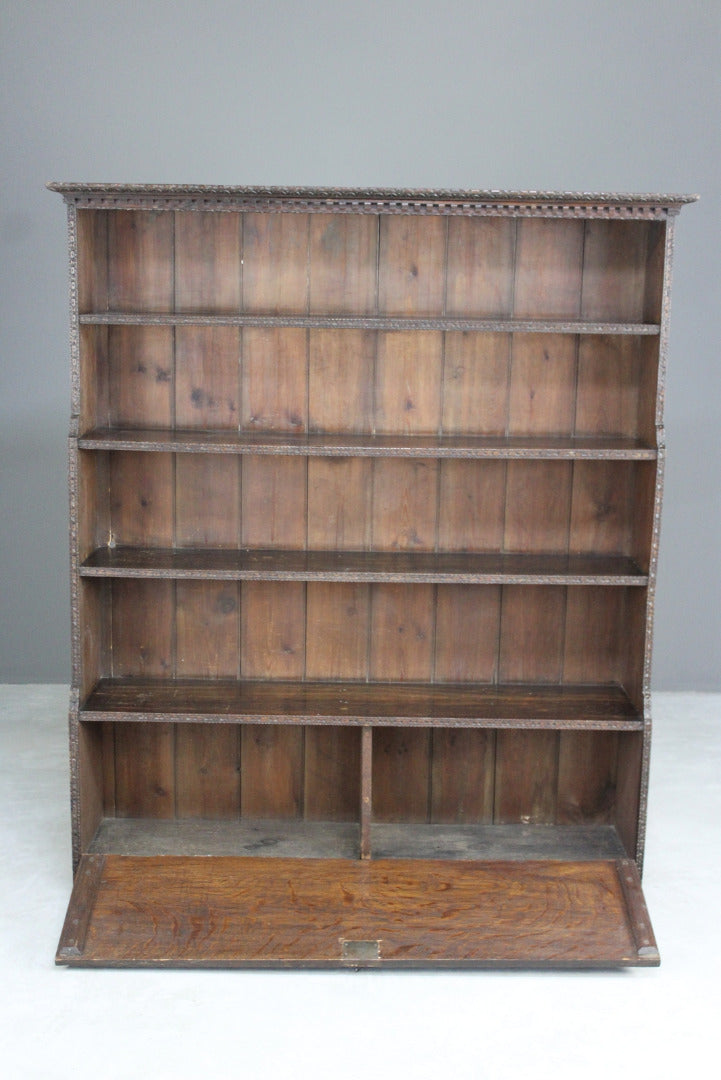 Carved Oak Bookcase - Kernow Furniture