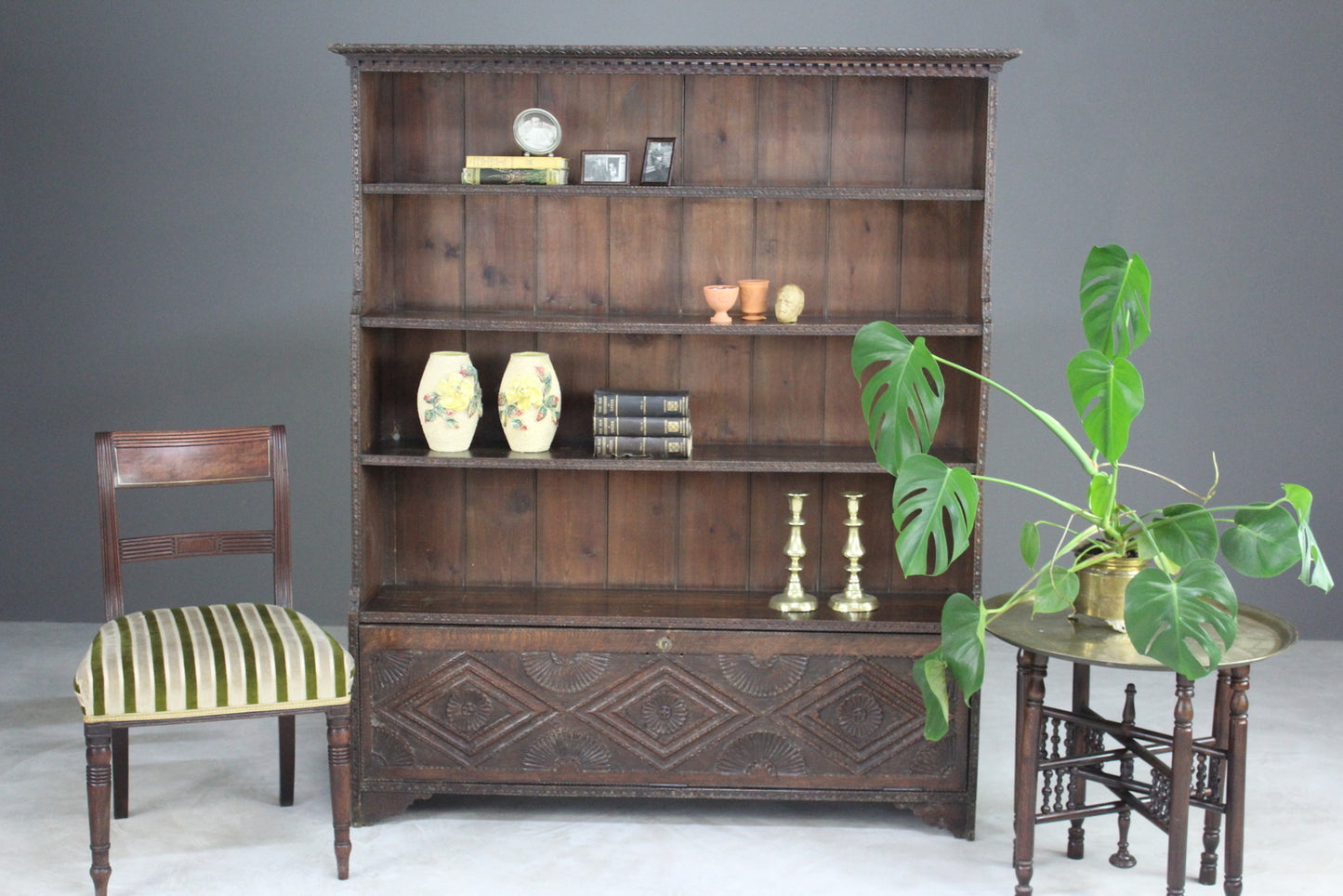 Carved Oak Bookcase - Kernow Furniture