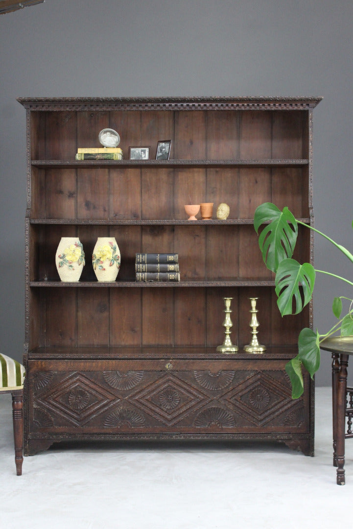 Carved Oak Bookcase - Kernow Furniture