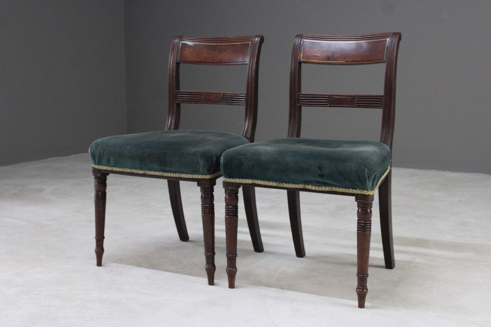 Pair  Antique Mahogany Dining Chairs - Kernow Furniture