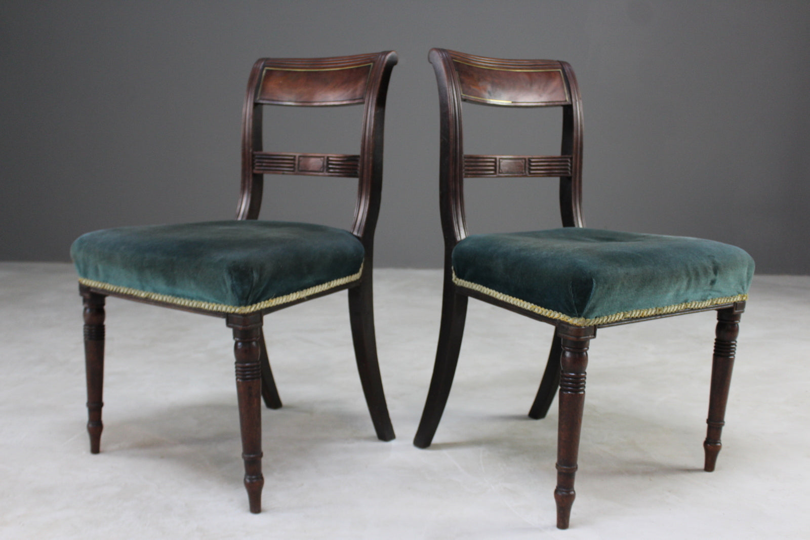 Pair  Antique Mahogany Dining Chairs - Kernow Furniture