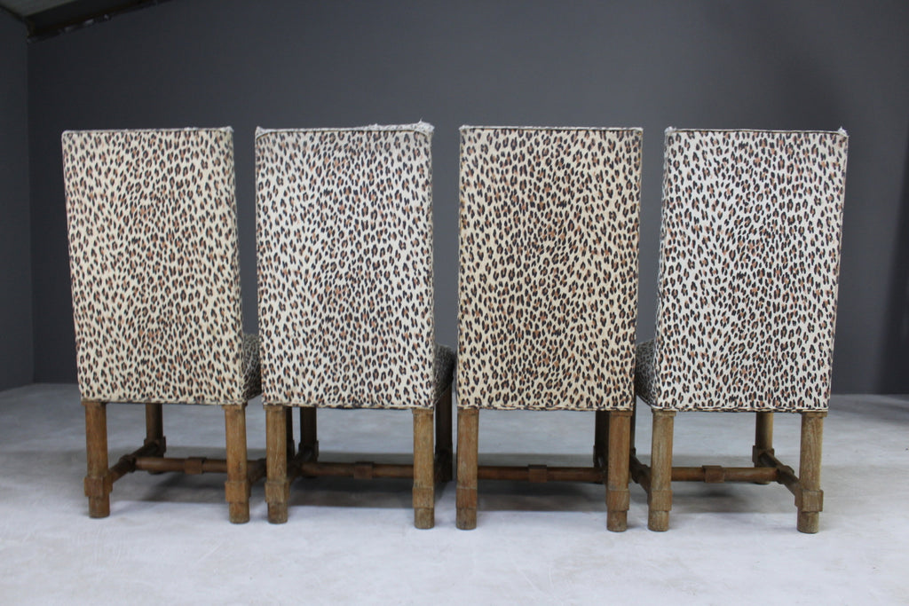 Set 6 Arts & Crafts Oak Upholstered Dining Chairs - Kernow Furniture