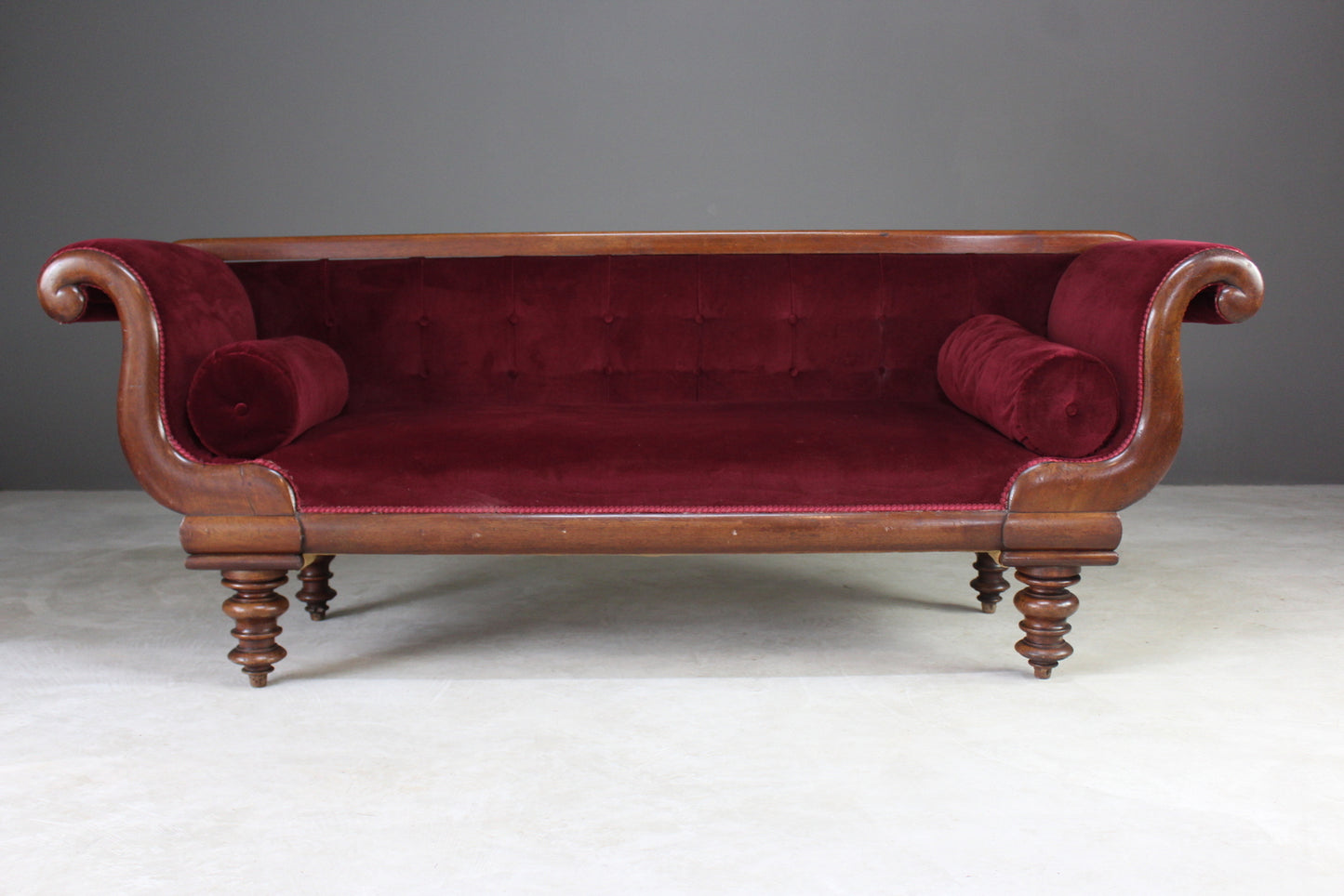 Victorian Upholstered Scroll Arm Sofa - Kernow Furniture