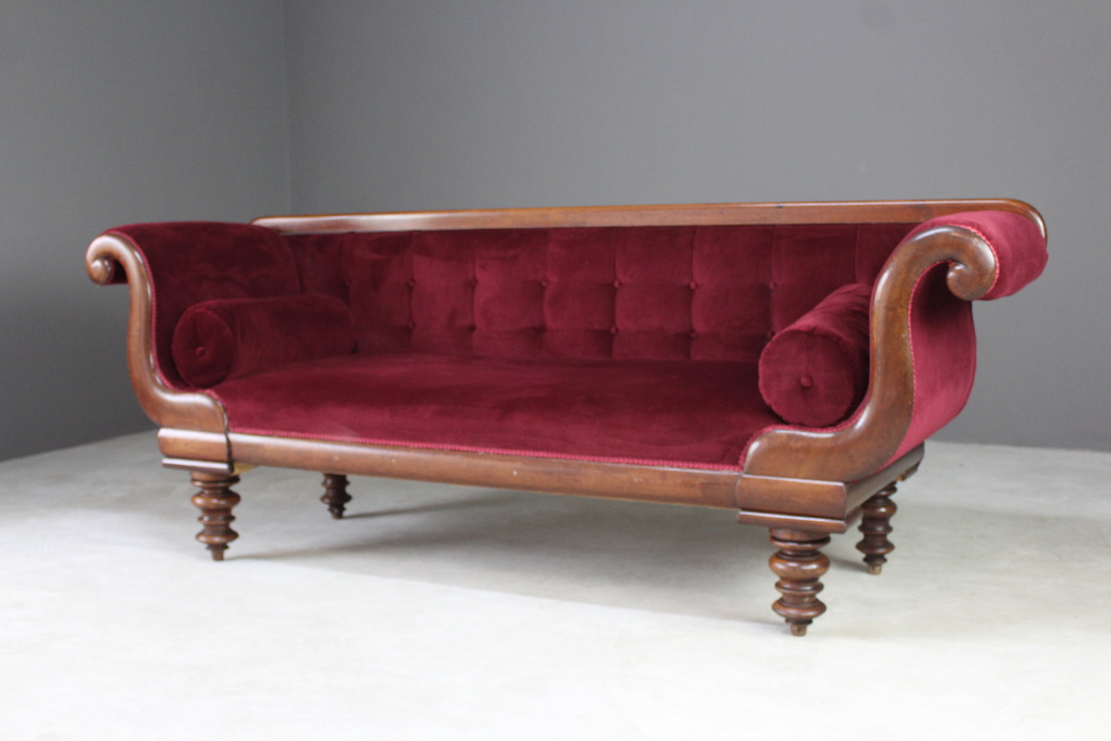 Victorian Upholstered Scroll Arm Sofa - Kernow Furniture