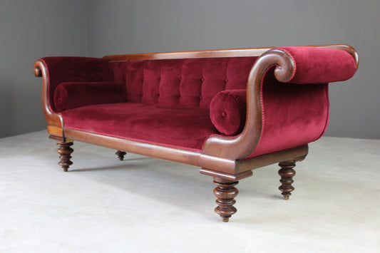 Victorian Upholstered Scroll Arm Sofa - Kernow Furniture