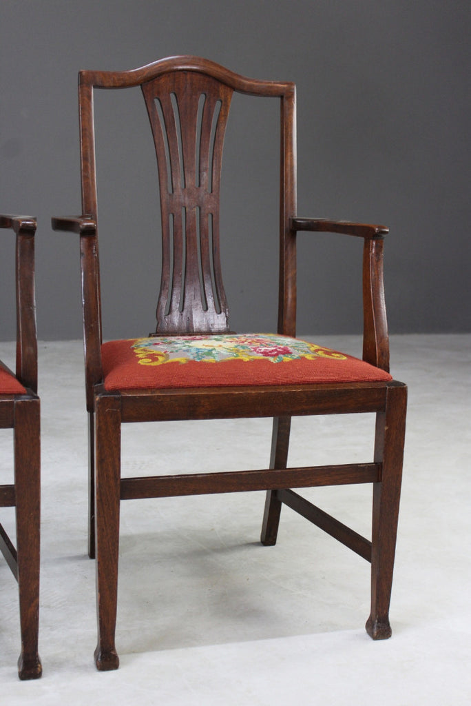 Pair Mahogany Carver Chairs - Kernow Furniture
