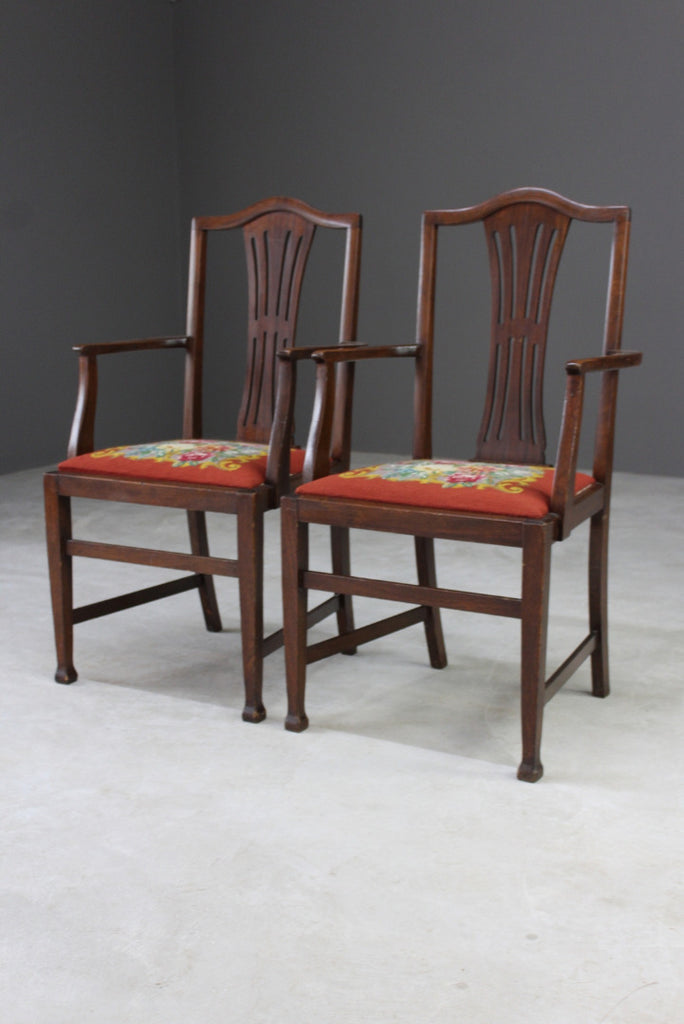 Pair Mahogany Carver Chairs - Kernow Furniture