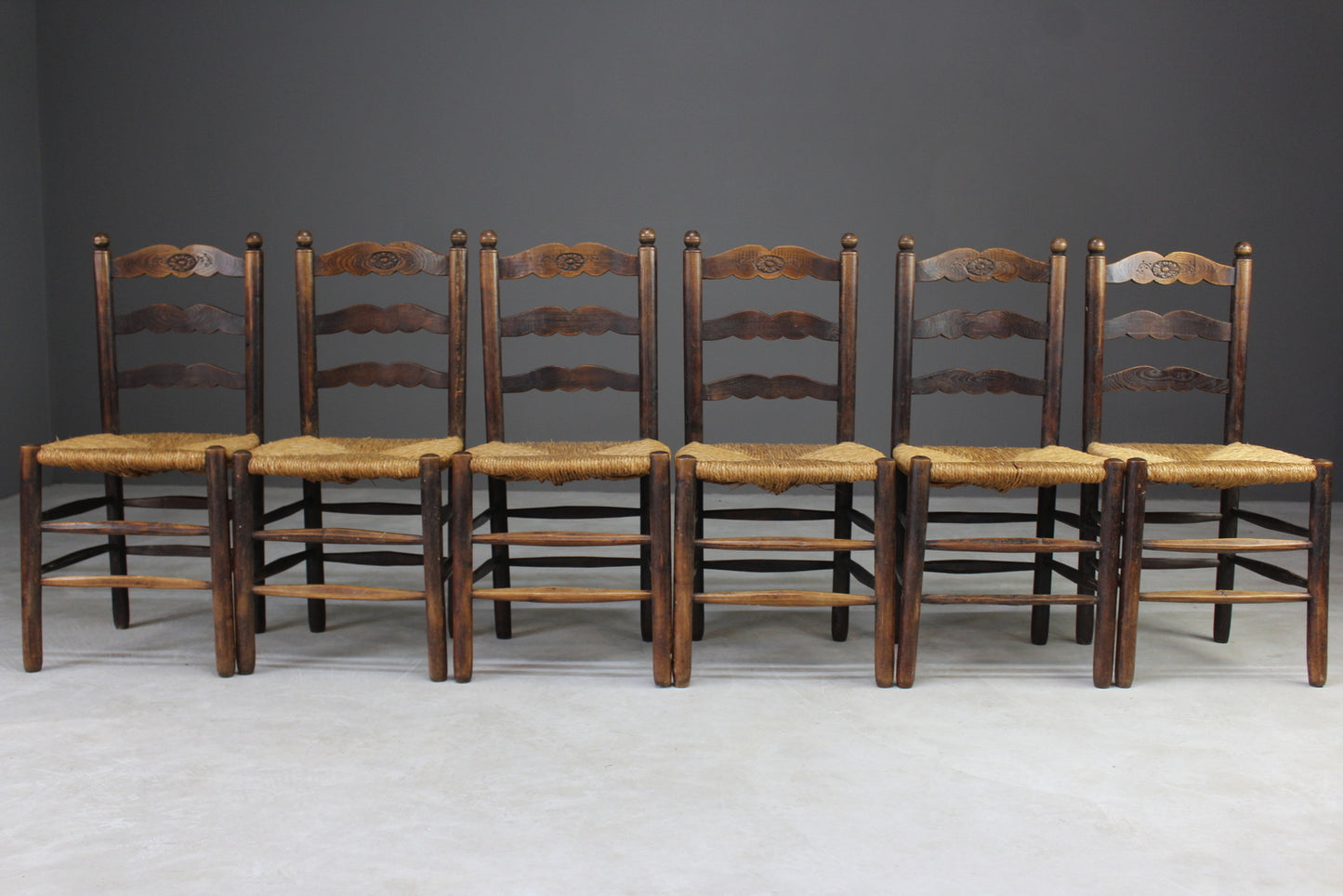 Set 6 French Style Rush Dining Chairs - Kernow Furniture