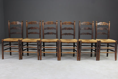Set 6 French Style Rush Dining Chairs - Kernow Furniture