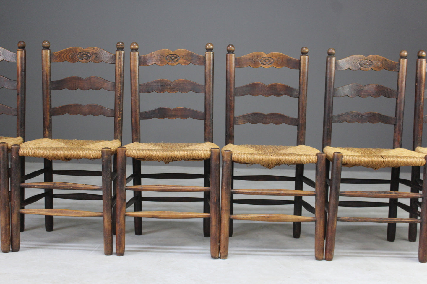 Set 6 French Style Rush Dining Chairs - Kernow Furniture