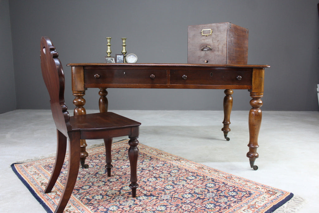 Mahogany Library Table Desk - Kernow Furniture
