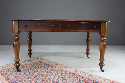 Mahogany Library Table Desk - Kernow Furniture