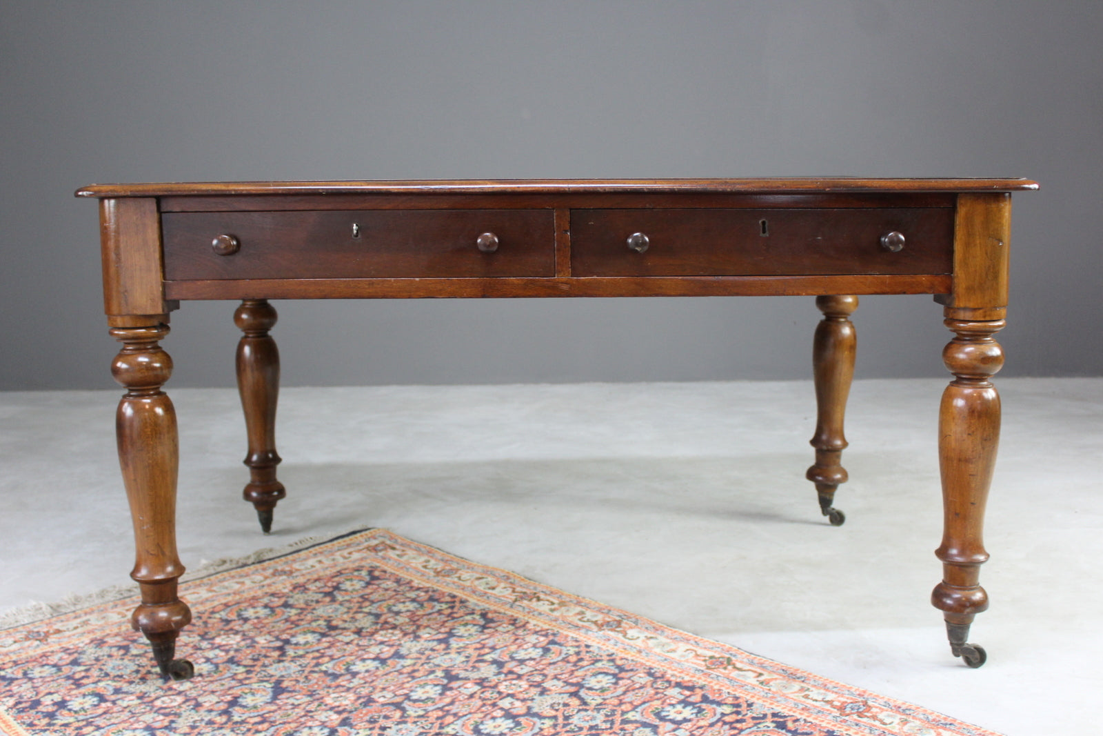 Mahogany Library Table Desk - Kernow Furniture