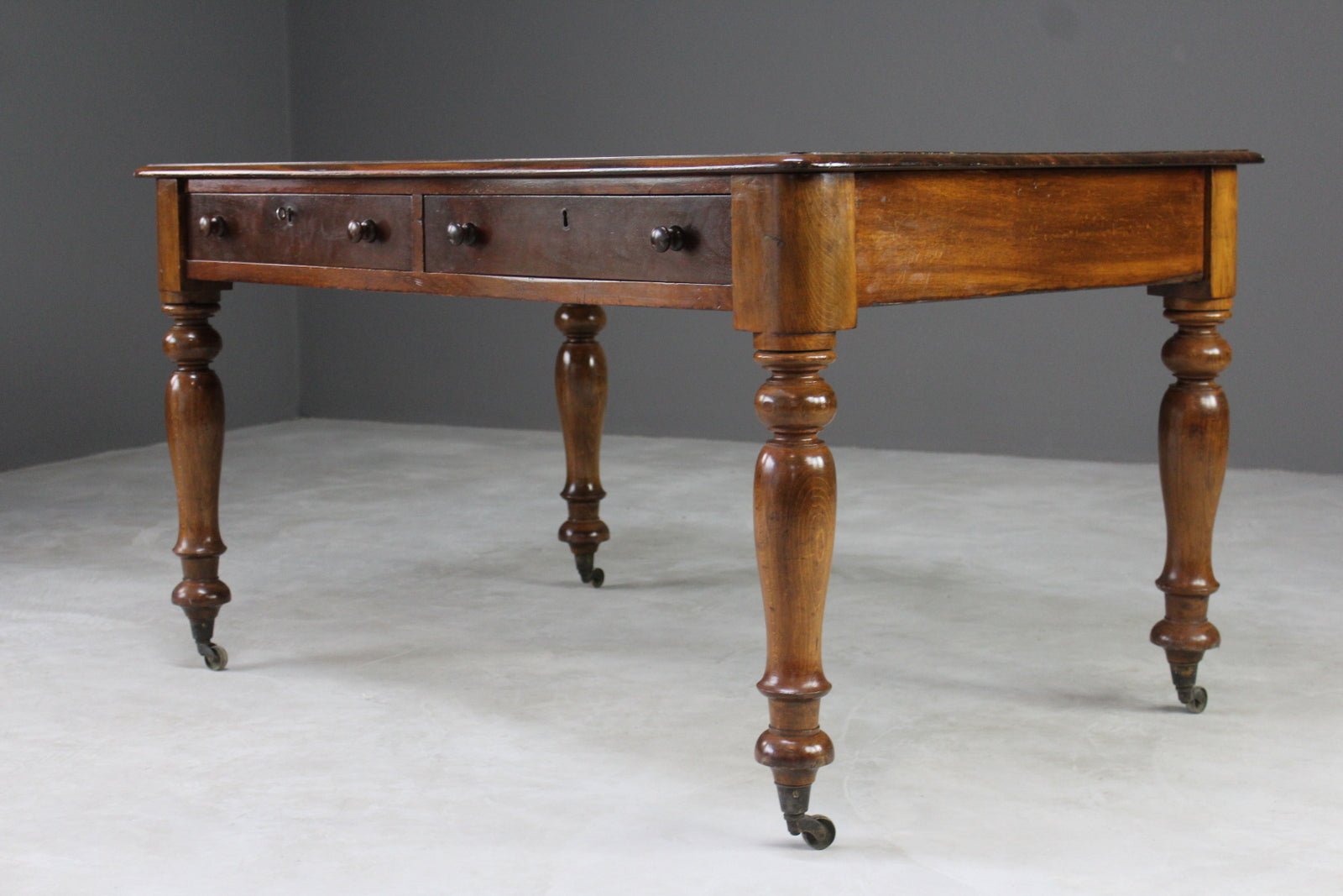 Mahogany Library Table Desk - Kernow Furniture