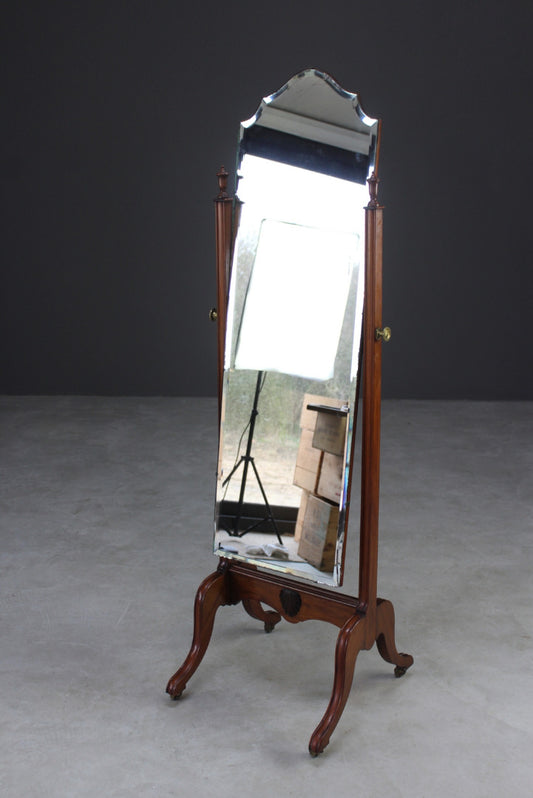 Traditional Walnut Cheval Dressing Mirror - Kernow Furniture
