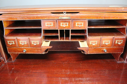 Angus of London Antique Walnut Roll Top Tambour Desk - Kernow Furniture