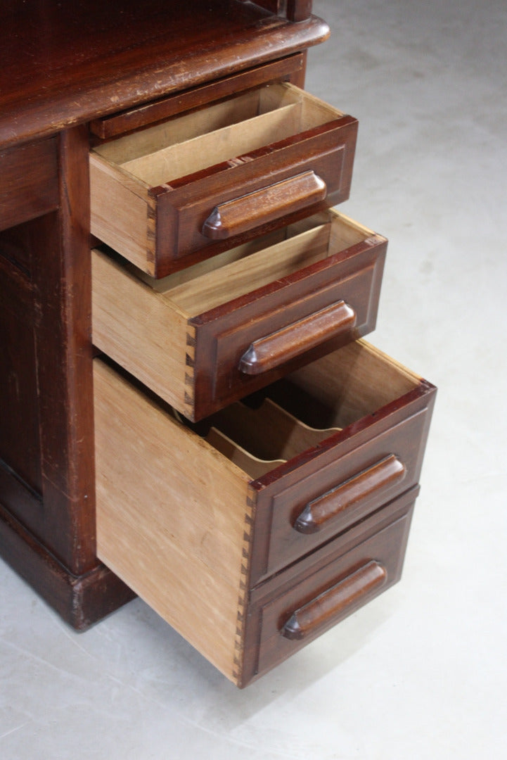 Angus of London Antique Walnut Roll Top Tambour Desk - Kernow Furniture