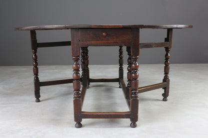 Antique Oak Oval Drop Leaf Dining Table - Kernow Furniture