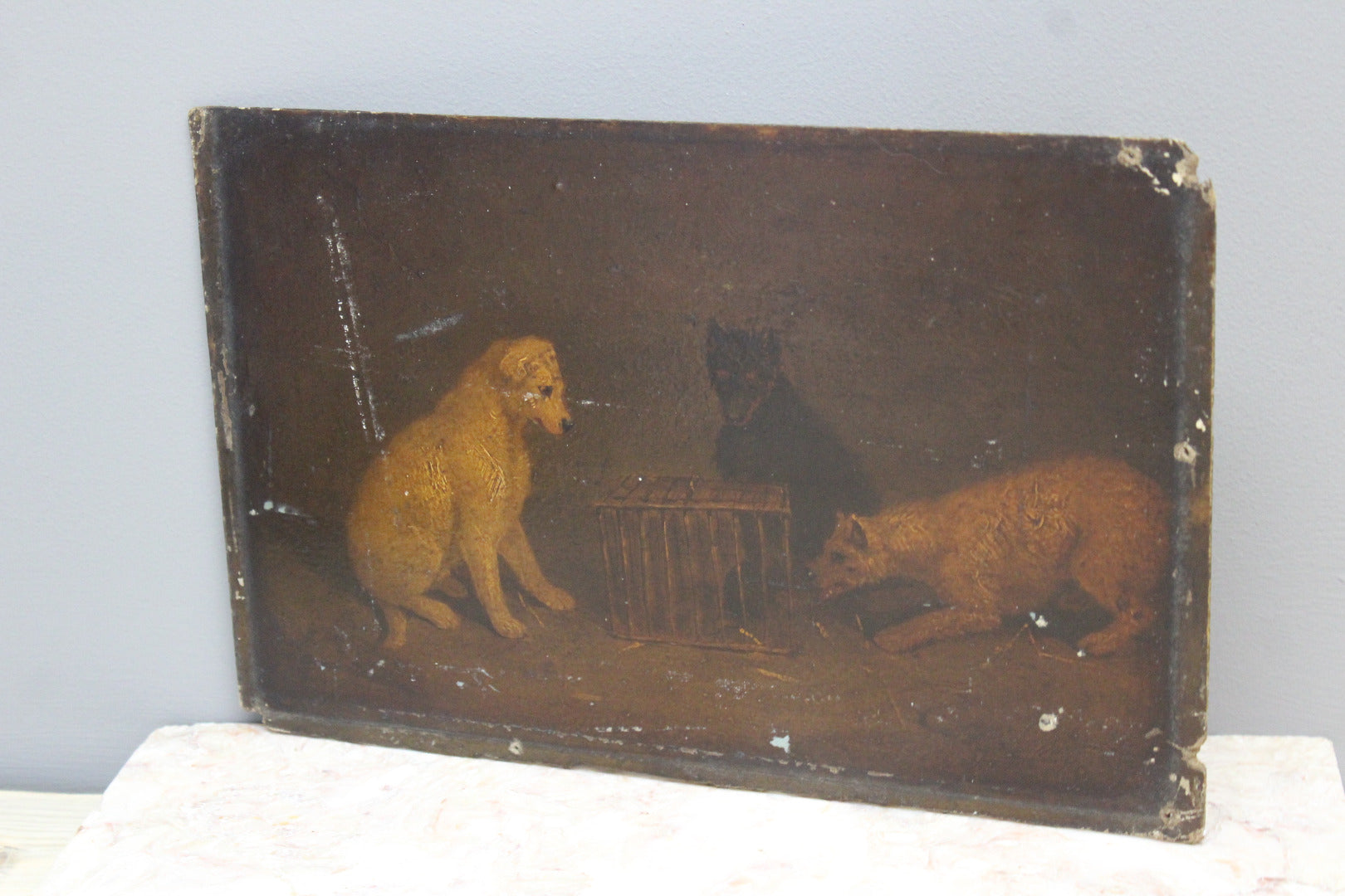 Rat & Terriers Oil On Board - Kernow Furniture