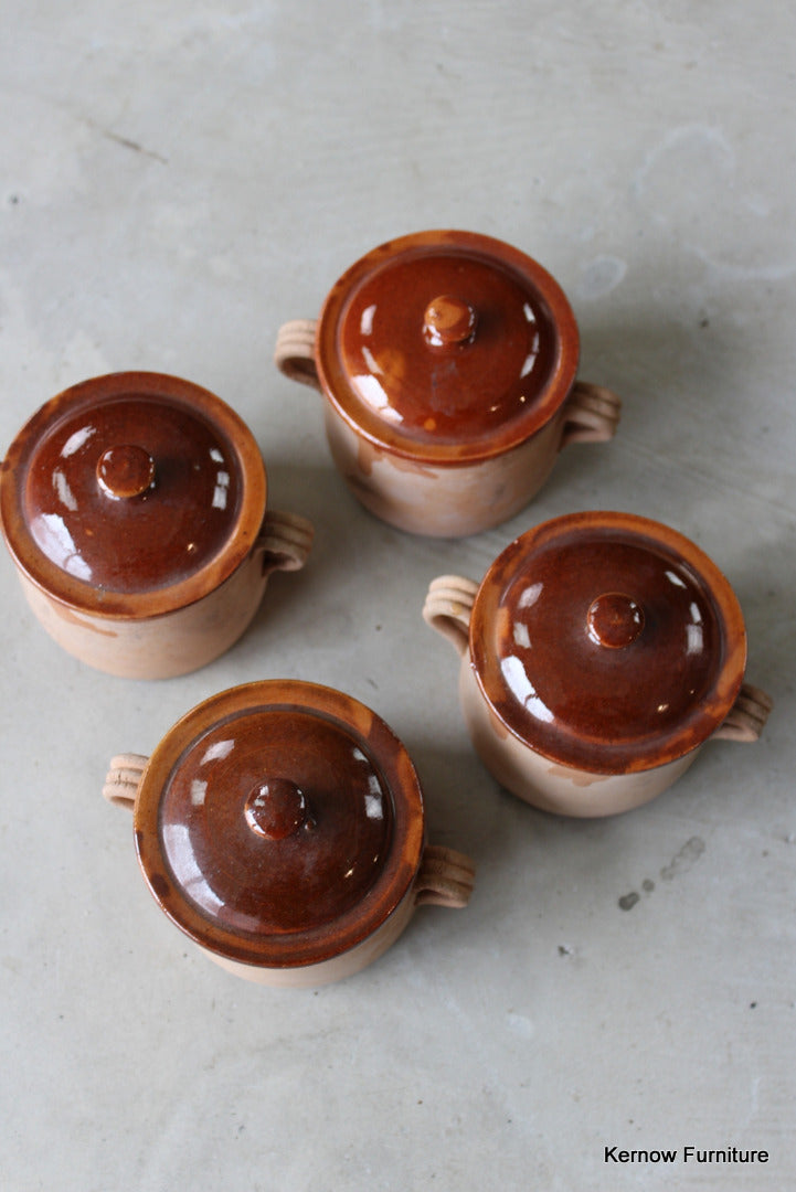 4 French Vallauris Glazed Pots - Kernow Furniture