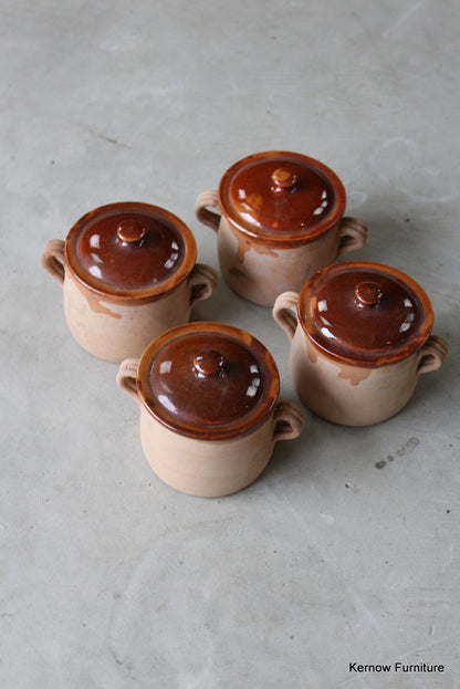 4 French Vallauris Glazed Pots - Kernow Furniture