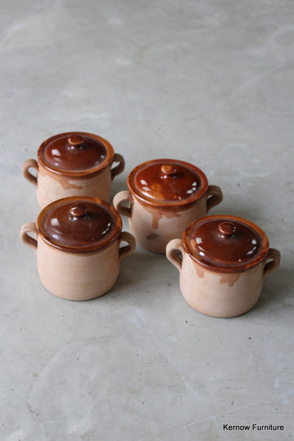 4 French Vallauris Glazed Pots - Kernow Furniture